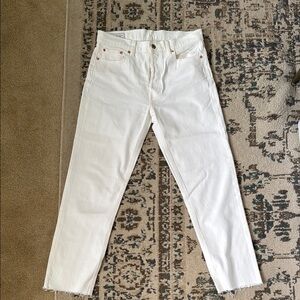 GAP White Straight-Leg Jeans with Crisp Finish